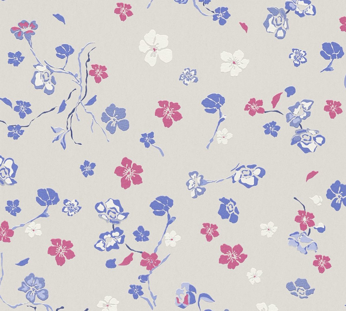 Vliestapete House of Turnowsky 389073 - Florale Tapete Muster – Beige, Blau
